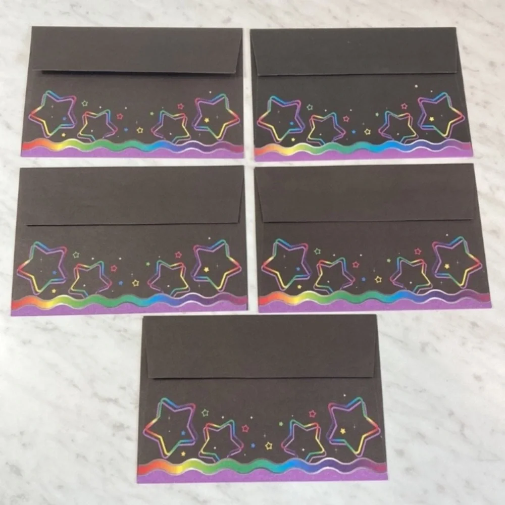 Gel Pen Star Envelopes Vintage Set of 5